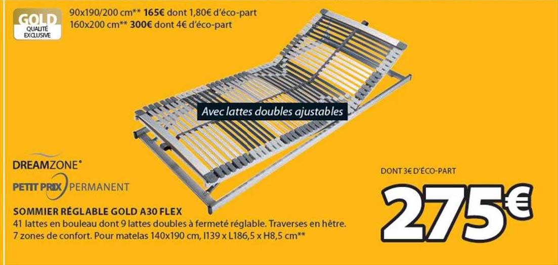 sommier réglable gold a30 flex dreamzone