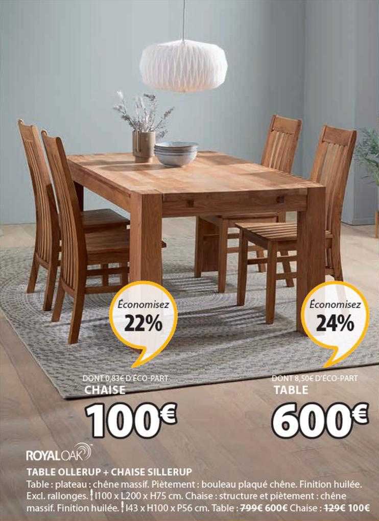 Table Ollerup + Chaise Sillerup Royal Oak