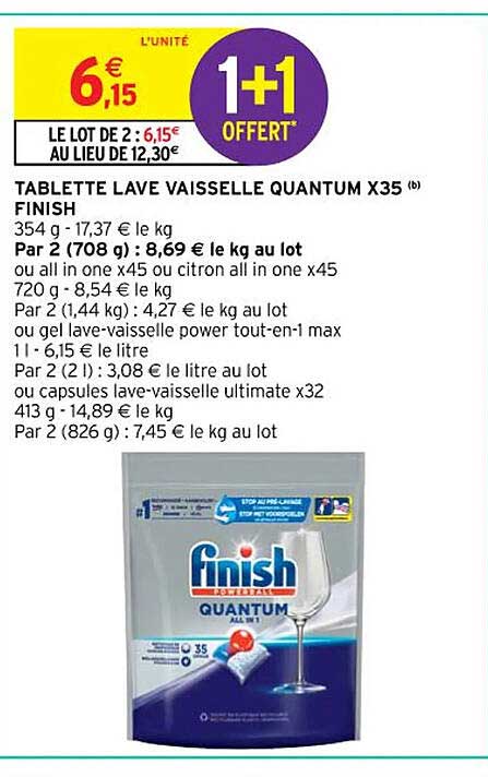 tablette lave vaisselle quantum x35 finish