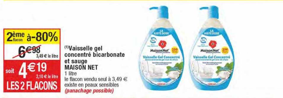 vaisselle gel concentré bicarbonate et sauge maison net