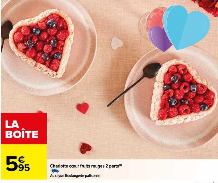 charlotte cœur fruits rouges 2 parts