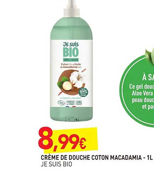 crème de douche coton macadamia je suis bio - 1 l