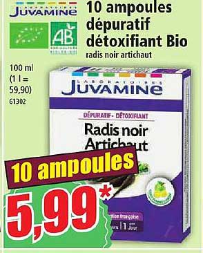 10 ampoules dépuratif détoxifiant bio juvamine