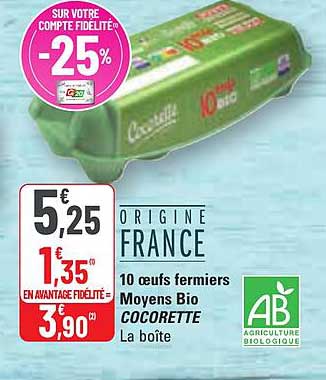 10 œufs fermiers moyens bio cocorette