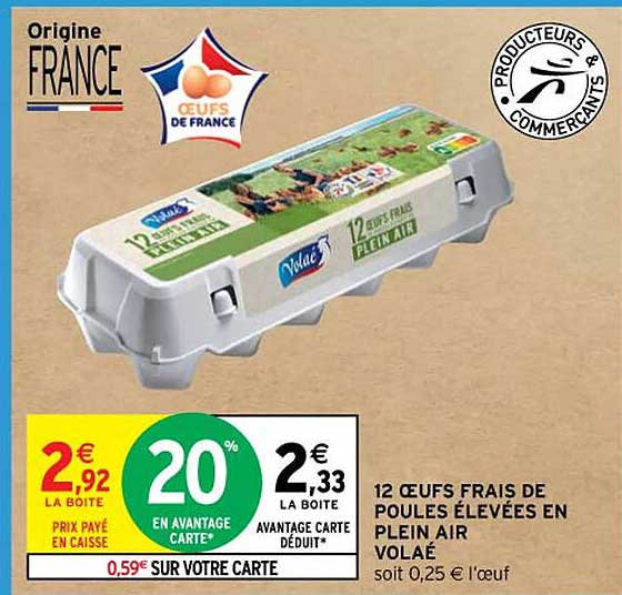 12 œufs frais de poules élevées en plein air volaé