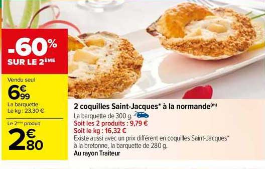 2 coquilles saint-jacques à la normande