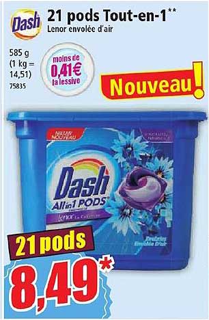 21 pods tout-en-1 dash