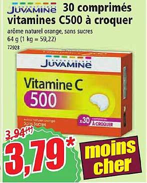 30 comprimés vitamines c500 à croquer juvamine