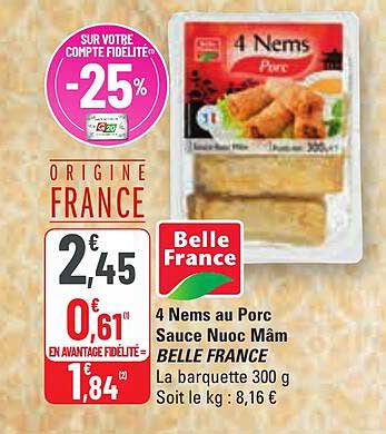 4 Nems Au Porc Sauce Nuoc Mâm Belle France
