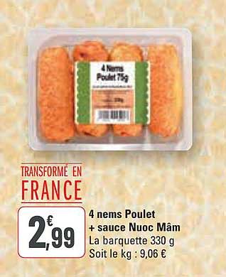 4 nems poulet + sauce nuoc mâm