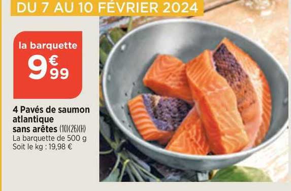 4 pavés de saumon atlantique sans arêtes