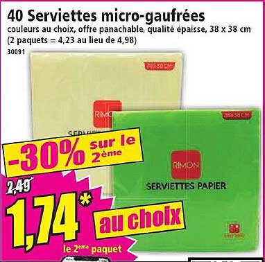 40 serviettes micro-gaufrées