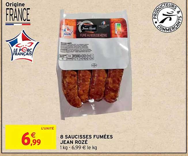 8 saucisses fumées jean rozé