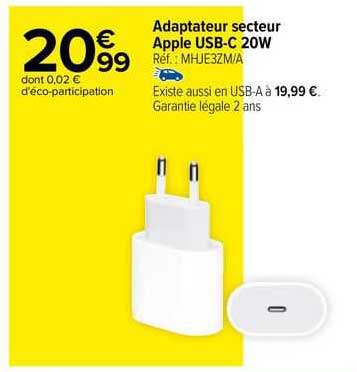 adaptateur secteur apple usb-c 20 w