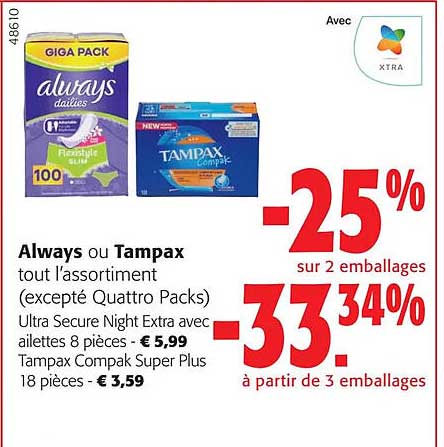 always ou tampax tout l'assortiment