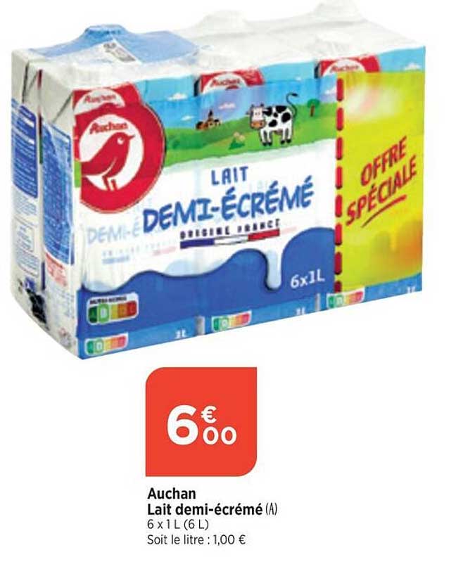 auchan lait demi-écrémé