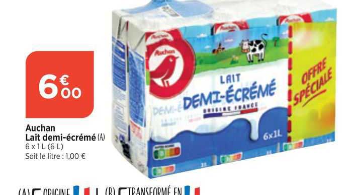 auchan lait demi-écrémé