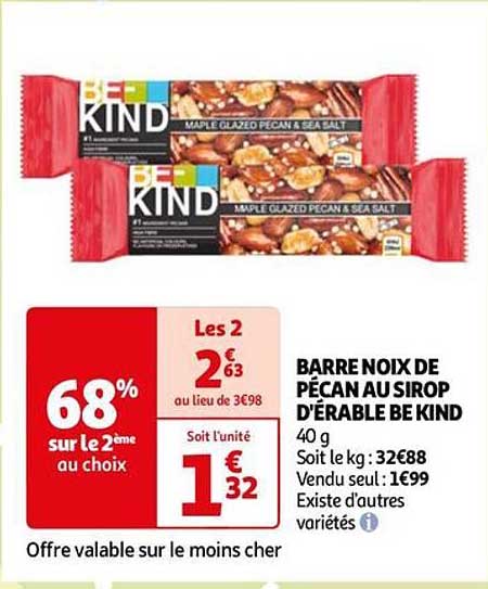 barre noix de pécan au sirop d'érable be kind
