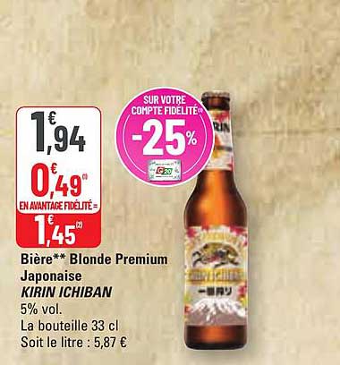 bière blonde premium japonaise kirin ichiban