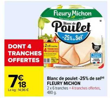 blanc de poulet -25% de sel fleury michon