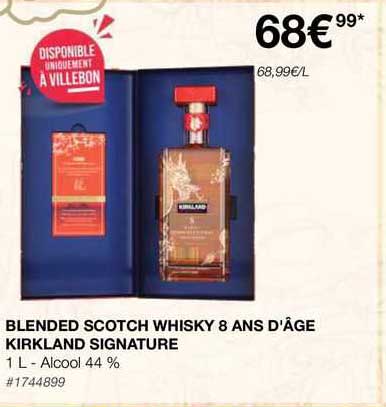 blended scotch whisky 8 ans d'âge kirkland signature