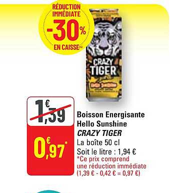 boisson énergisante hello sunshine crazy tiger
