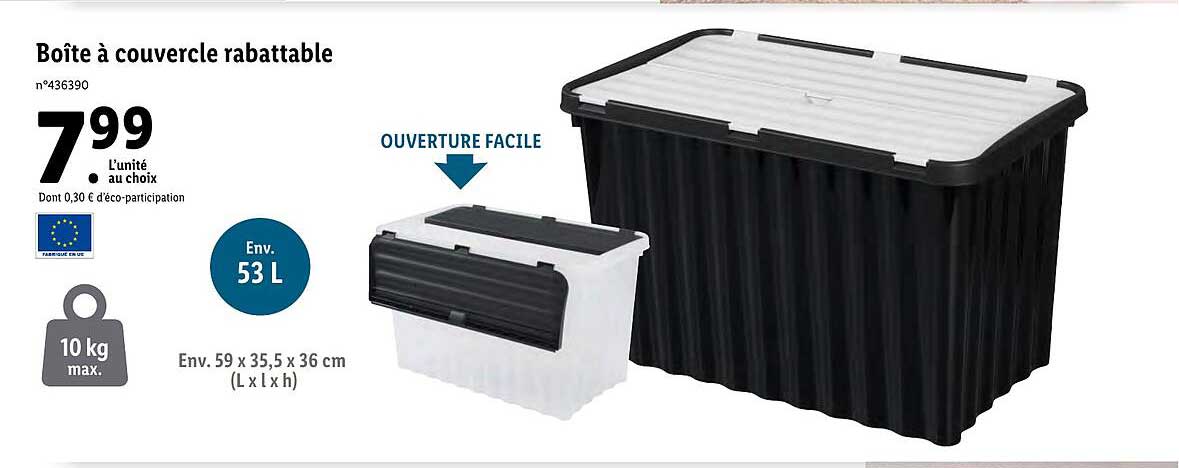 boîte à couvercle rabattable
