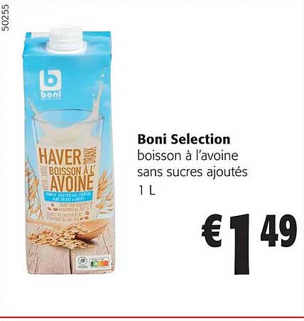 boni selection boisson à l'avoine sans sucres ajoutés