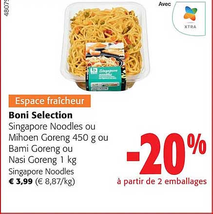 boni selection singapore noodles ou mihoen goreng ou bami goreng ou nasi goreng