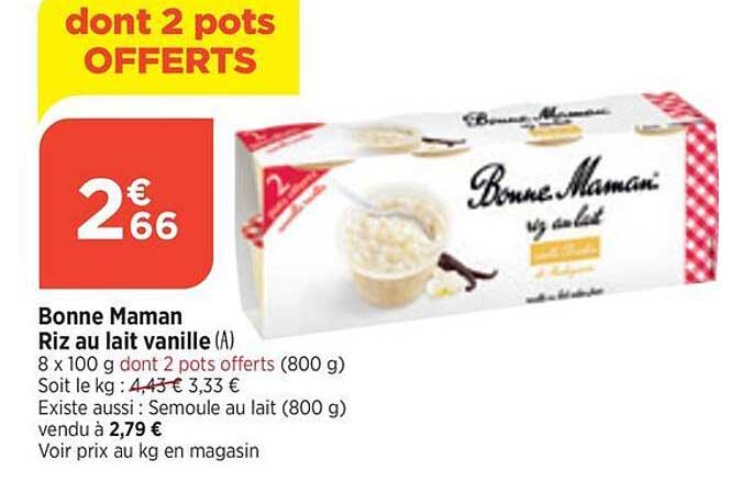 bonne maman riz au lait vanille