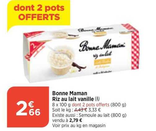 bonne maman riz au lait vanille