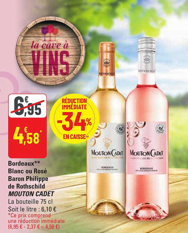 bordeaux blanc ou rosé baron philippe de rothschild mouton cadet