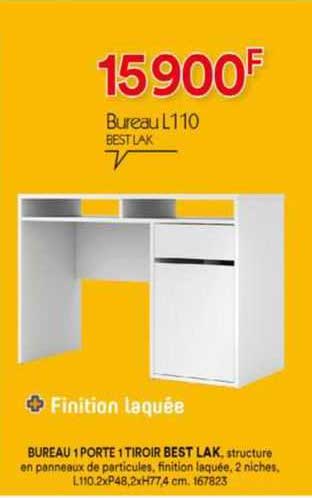 bureau 1 porte 1 tiroir best lak