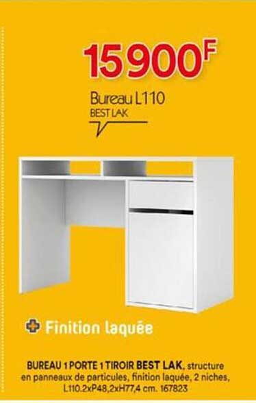 bureau 1 porte 1 tiroir best lak