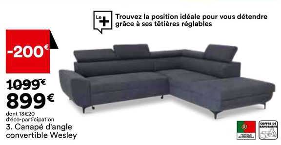 canapé d'angle convertible wesley