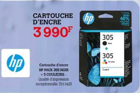 Cartouche D'encre  Hp Pack 305 Noir + 3 Couleurs