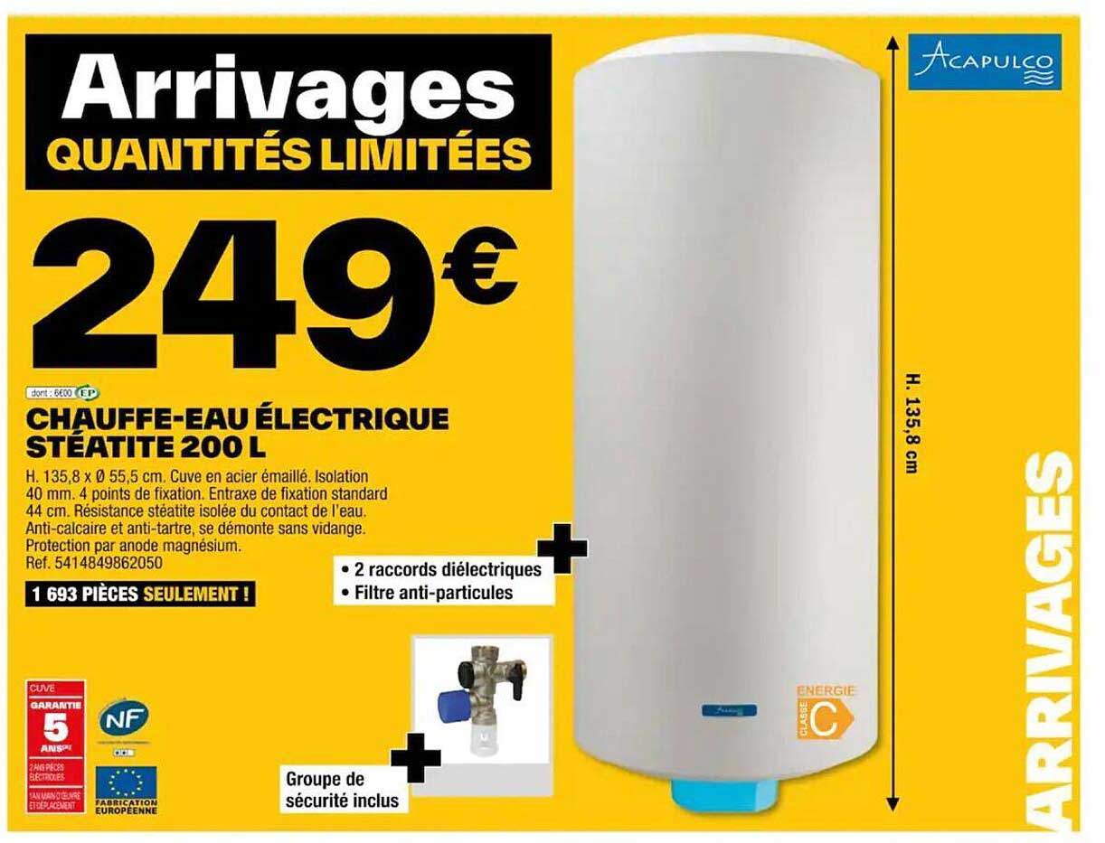 chauffe-eau électrique stéatite 200 l