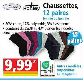 Chaussettes, 12 Paires Femme Ou Homme ElleNor, Ronley
