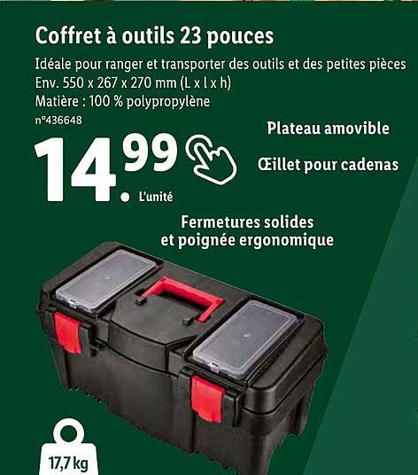coffret à outils 23 pouces