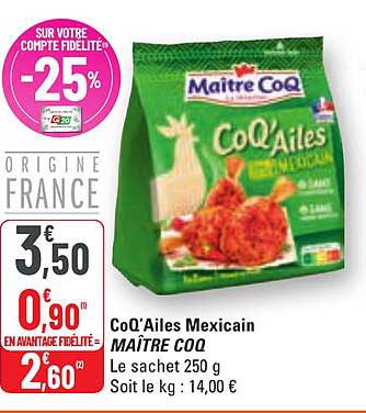 coq'ailes mexicain maître coq