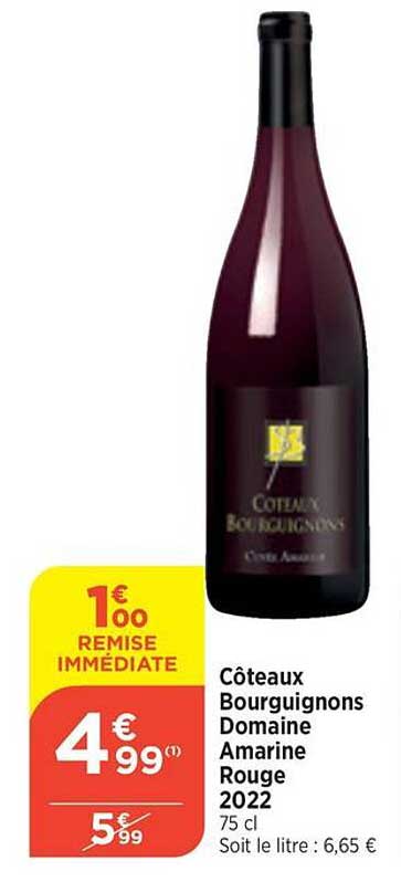 côteaux bourguignons domaine amarine rouge 2022