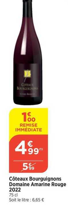 côteaux bourguignons domaine amarine rouge 2022