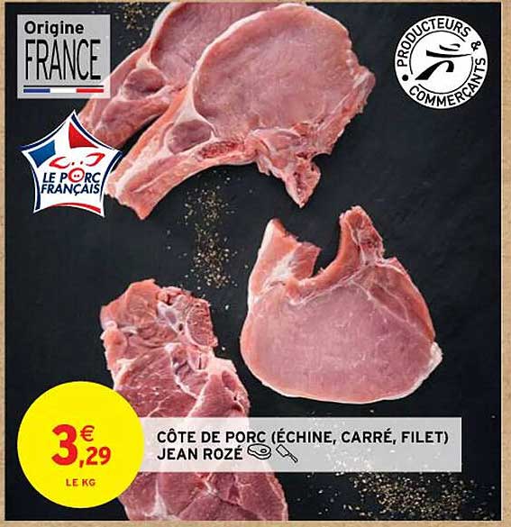 côtes de porc (échine, carré, filet) jean rozé