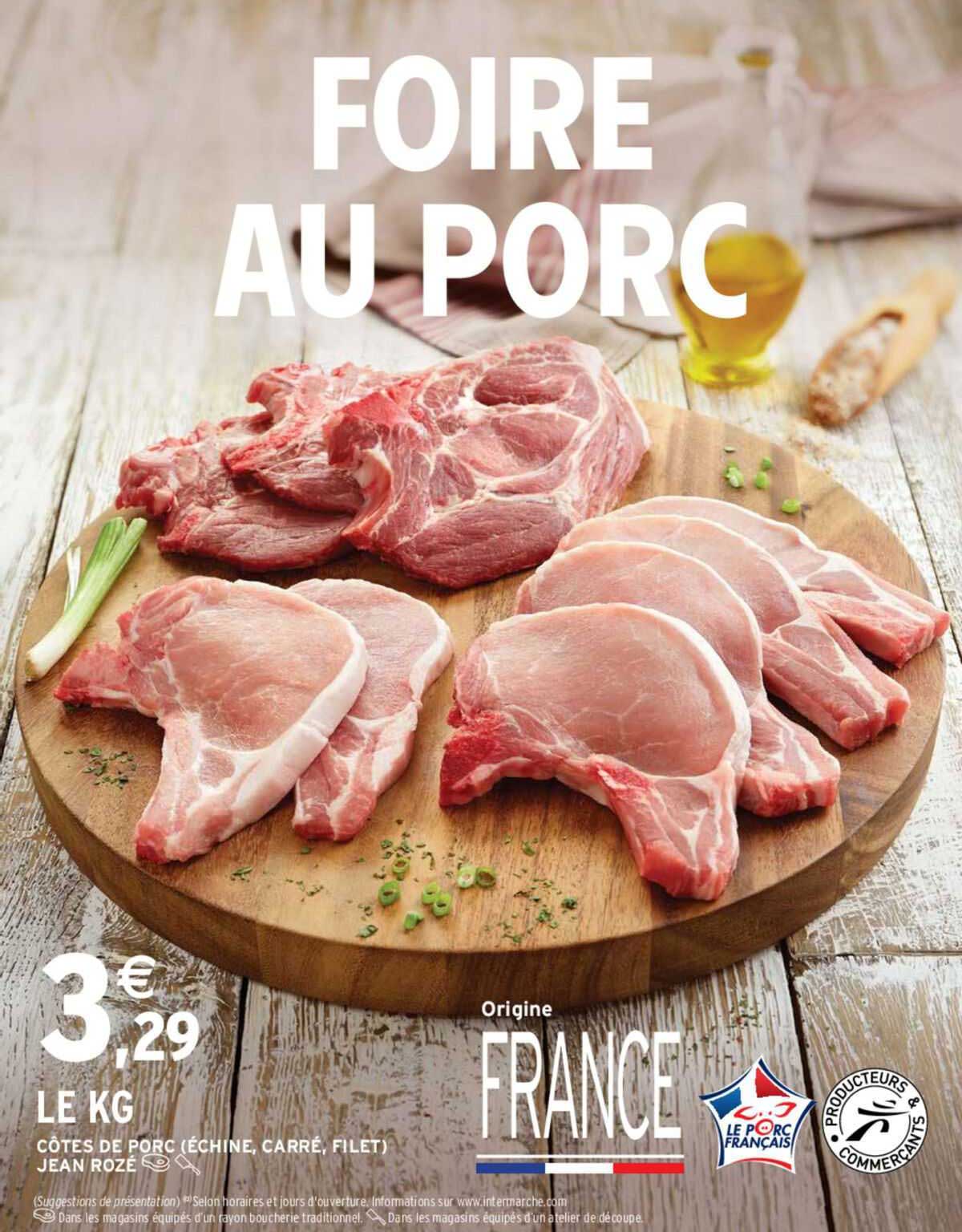 côtes de porc (échine, carré, filet) jean rozé