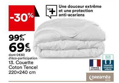 couette coton tencel 220x240 cm dreaméa