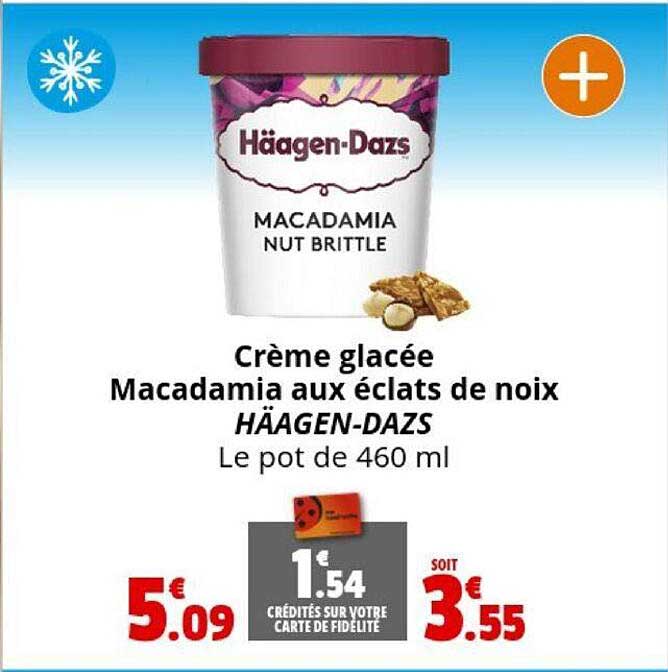 crème glacée macadamia  aux éclats de noix häagen-dazs