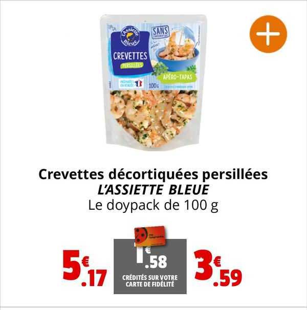 crevettes décortiquées persillées l'assiette bleue