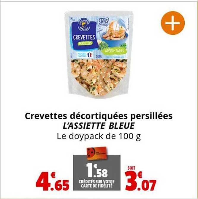 crevettes décortiquées persillées l'assiette bleue