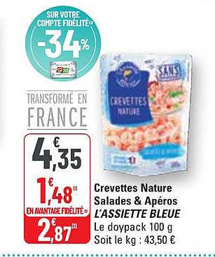 crevettes nature salades & apéros l'assiette bleue