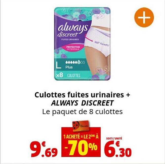 culottes fuites urinaires + always discreet